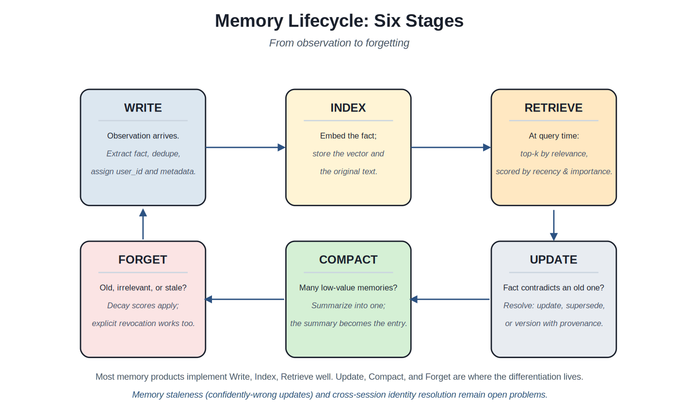 Memory lifecycle: six stages